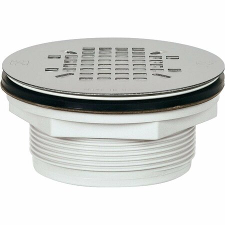 SIOUX CHIEF 2 In. PVC No-Caulk Shower Drain with 4-1/4 In. Stainless Steel Drain 828-2PK